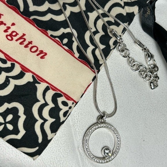 Brighton Starry Night Circle Necklace Silver Plated Crystals Pendant & Cloth Bag - Picture 3 of 12